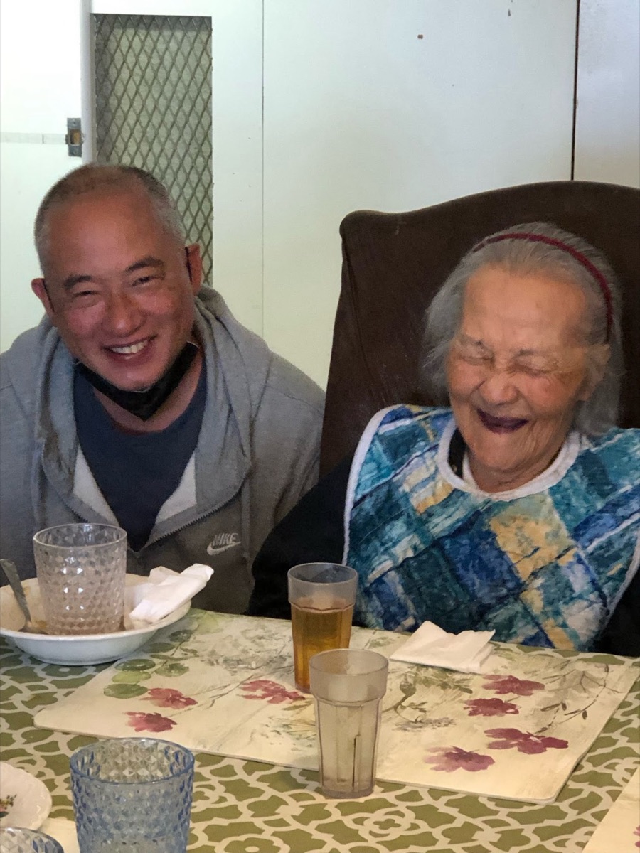 A caregiver with a resident